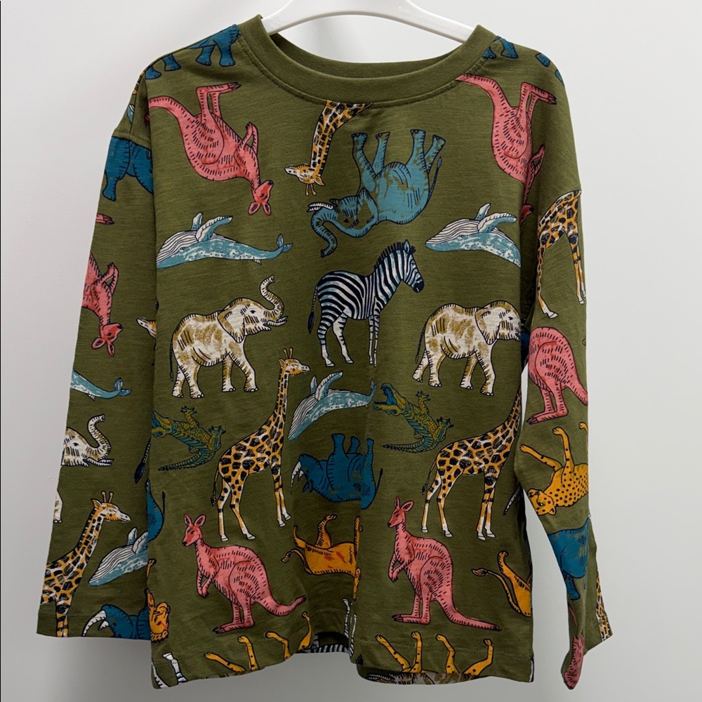 Kids Animal Print Long Sleeve Shirt - Green
